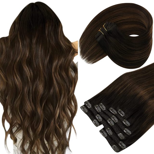 Double Wefted Clip In Hair Extension Human Hair  105g -7pcs - Image 6