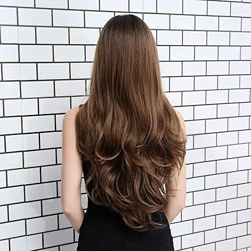 Extra Long Brown Hair Wig with Bangs - Image 2