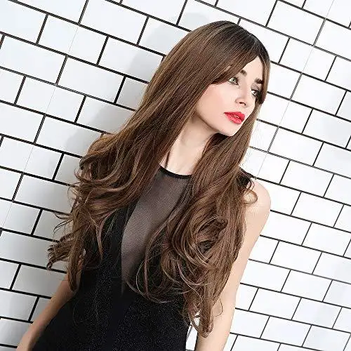 Extra Long Brown Hair Wig with Bangs - Image 4