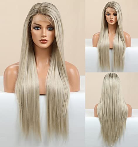 Faded Ombre Platinum Blonde Lace Front Wig - Image 120