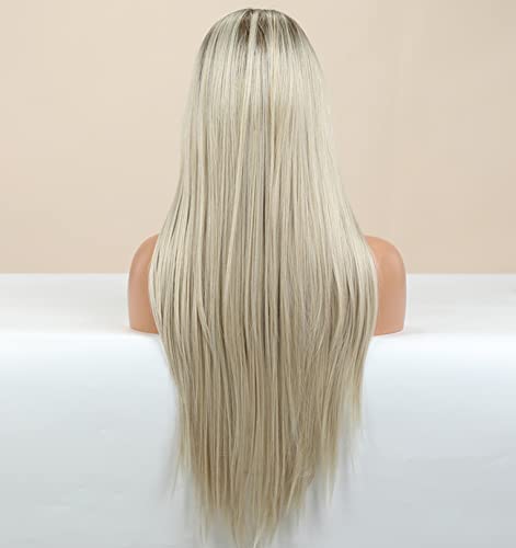Faded Ombre Platinum Blonde Lace Front Wig - Image 124
