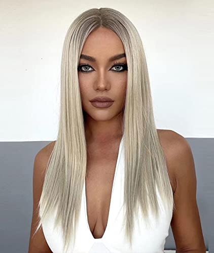 Faded Ombre Platinum Blonde Lace Front Wig - Image 2