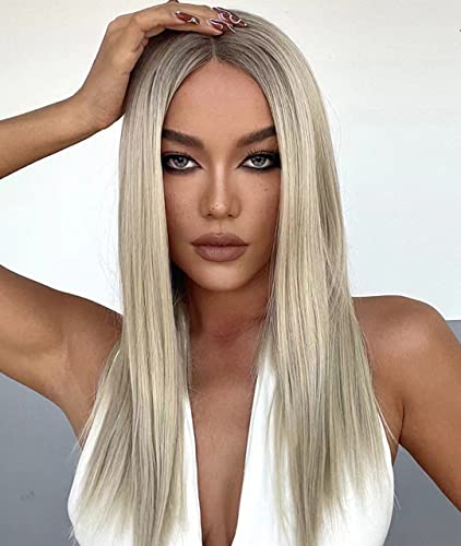Faded Ombre Platinum Blonde Lace Front Wig - Image 4