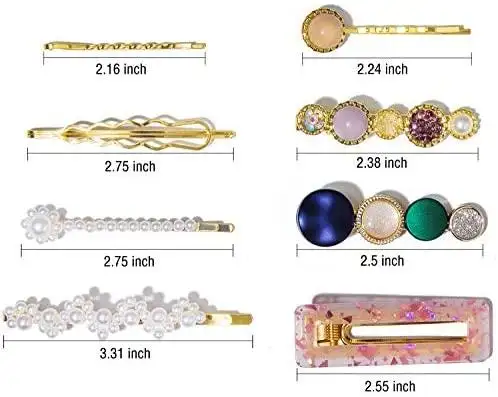 Faux Pearl Clips and Pins Hair Barrettes Set - Image 3