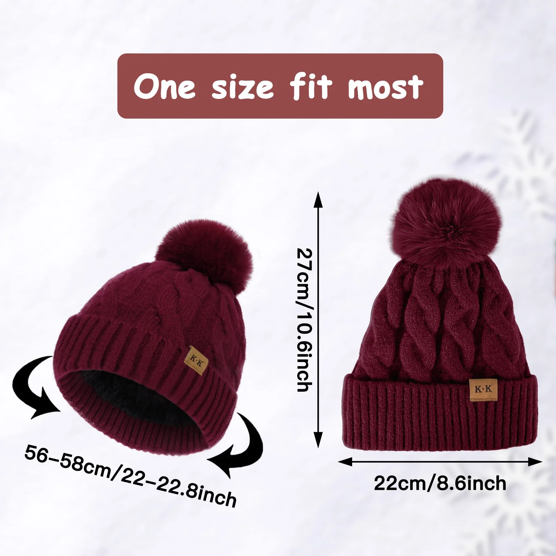 Fleece Knitted Winter Hat - Image 37