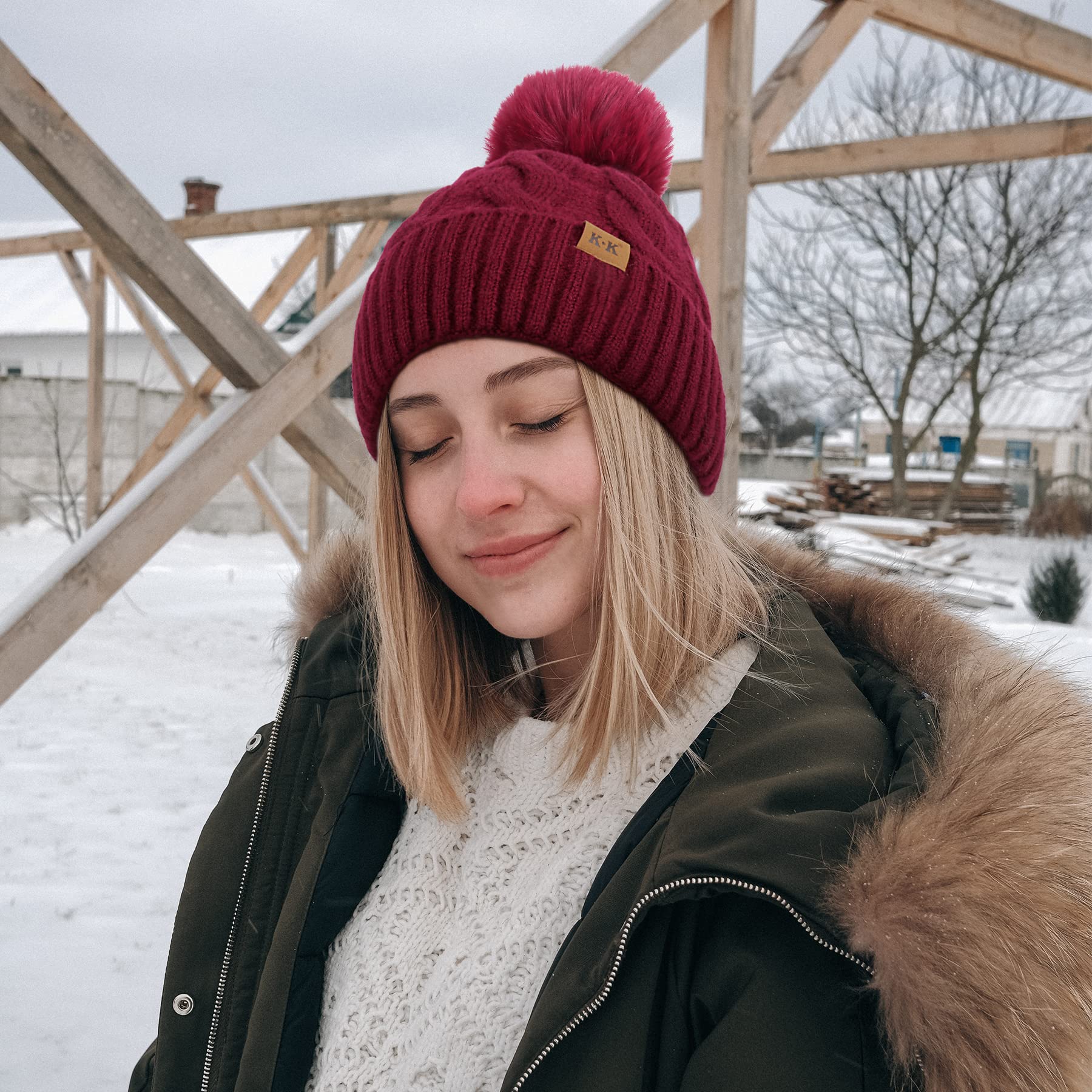 Fleece Knitted Winter Hat - Image 40