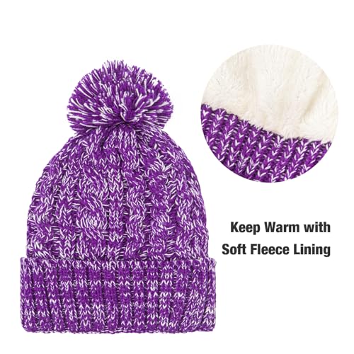 Fleece Lined Cable Knit Beanie Hat Scarf Glove Set - Image 14