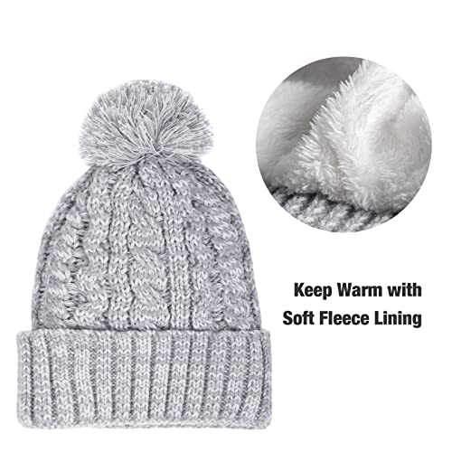 Fleece Lined Cable Knit Beanie Hat Scarf Glove Set - Image 21