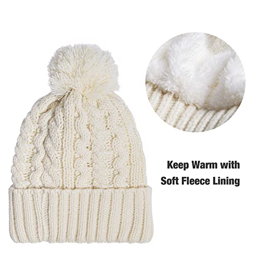 Fleece Lined Cable Knit Beanie Hat Scarf Glove Set - Image 27
