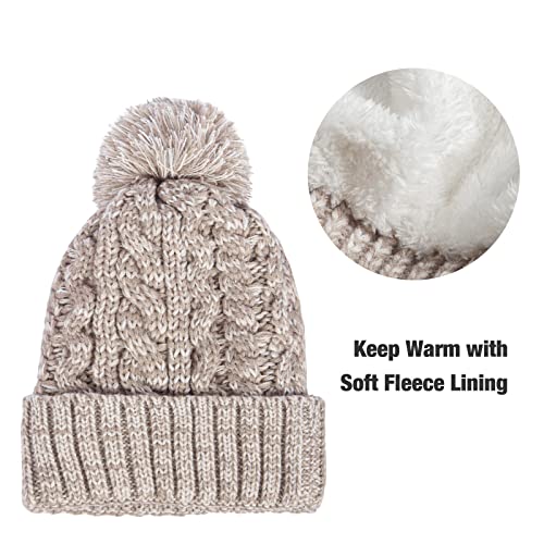 Fleece Lined Cable Knit Beanie Hat Scarf Glove Set - Image 32