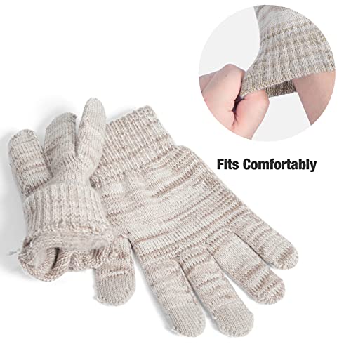 Fleece Lined Cable Knit Beanie Hat Scarf Glove Set - Image 33