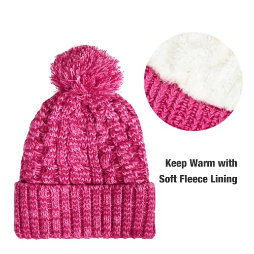 Fleece Lined Cable Knit Beanie Hat Scarf Glove Set - Image 36