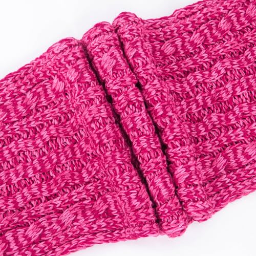 Fleece Lined Cable Knit Beanie Hat Scarf Glove Set - Image 38