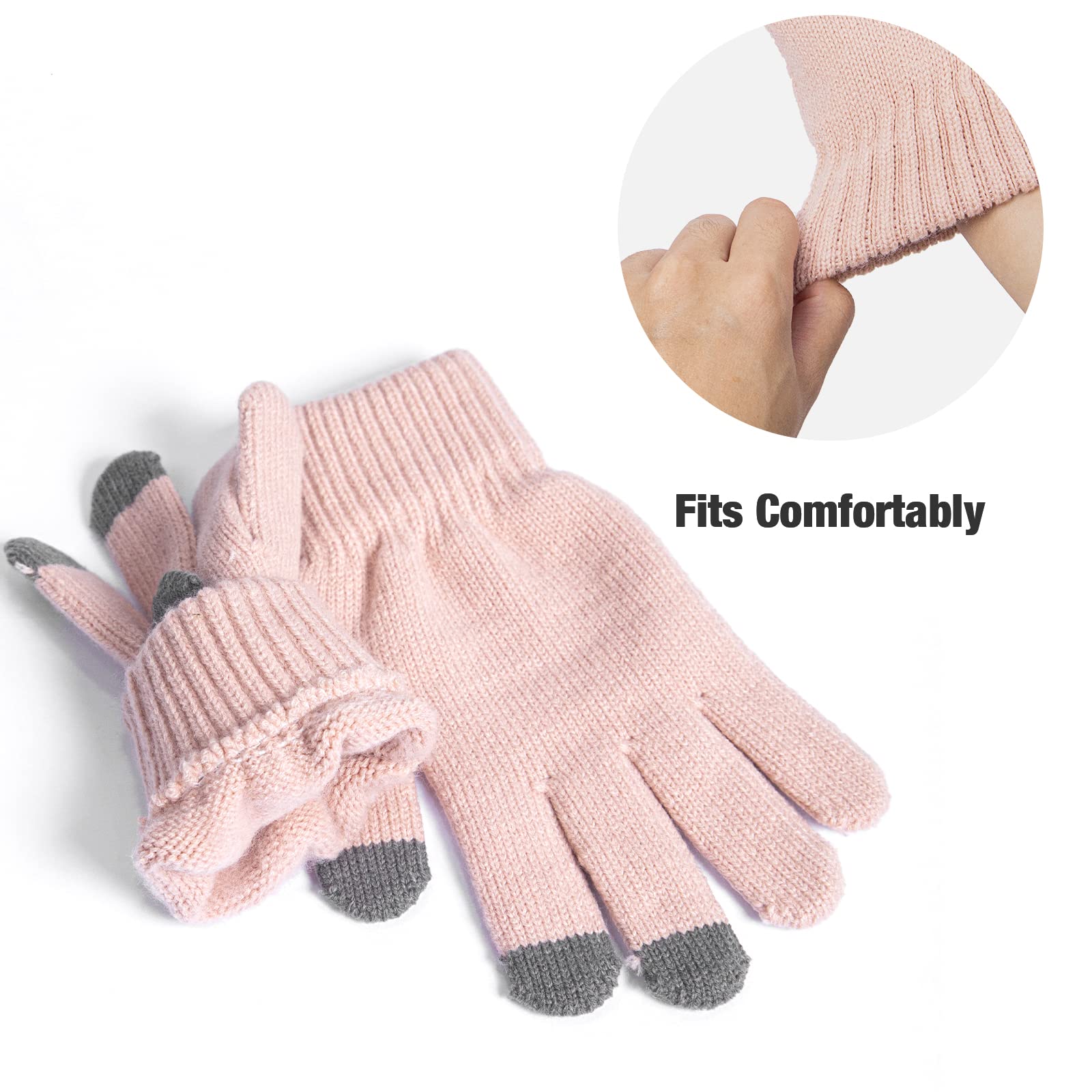 Fleece Lined Cable Knit Beanie Hat Scarf Glove Set - Image 5