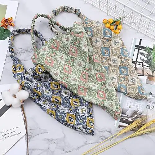 Floral Elastic Hair Kerchief Scarf - Gift Set of 3 - Image 12