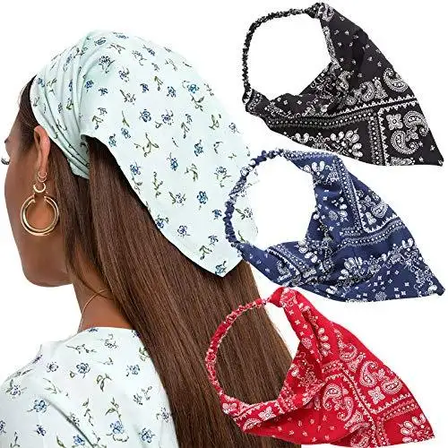 Floral Elastic Hair Kerchief Scarf - Gift Set of 3 - Image 13