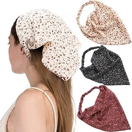 Floral Elastic Hair Kerchief Scarf - Gift Set of 3 - Image 22