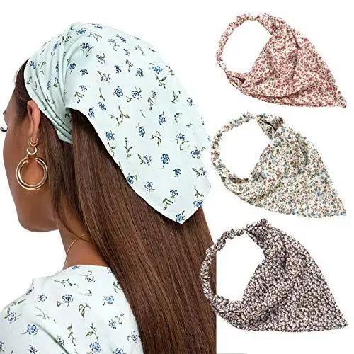 Floral Elastic Hair Kerchief Scarf - Gift Set of 3 - Image 36