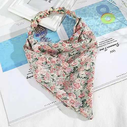 Floral Elastic Hair Kerchief Scarf - Gift Set of 3 - Image 4