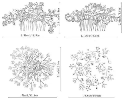 Flower Rhinestone Pearl Hair Clips & Hair Comb Set - Image 5