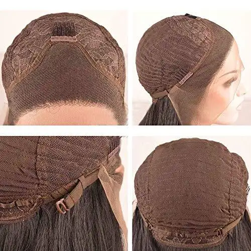 Glueless Half Hand Tied Middle Part Ombre Dark Red Lace Front Wig - Image 5