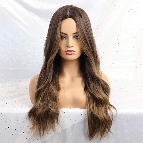 Golden Brown Wavy wig with Middle Part - Image 2