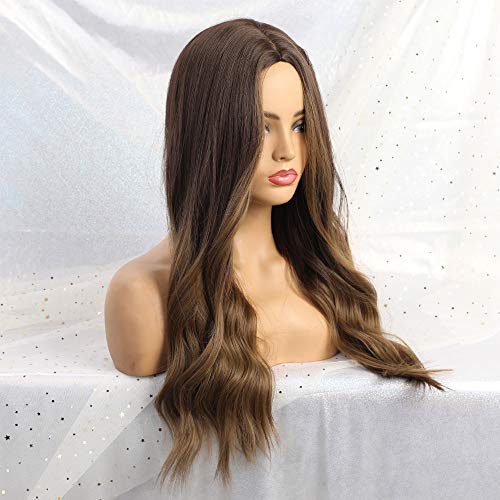 Golden Brown Wavy wig with Middle Part - Image 3