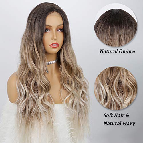 Gradient Brown Gray Ombre Synthetic Heat Friendly Wig - Image 5