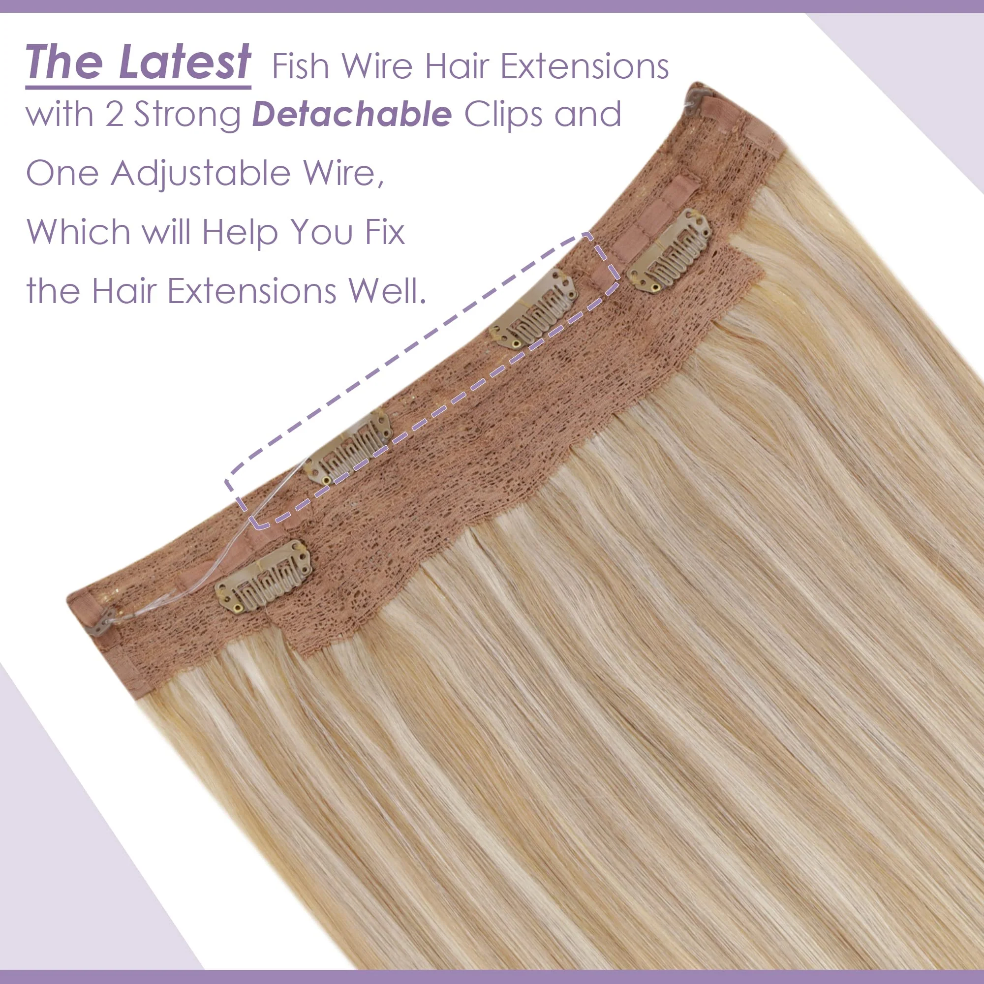 Halo Wire Hair Extensions Human Hair - Image 10