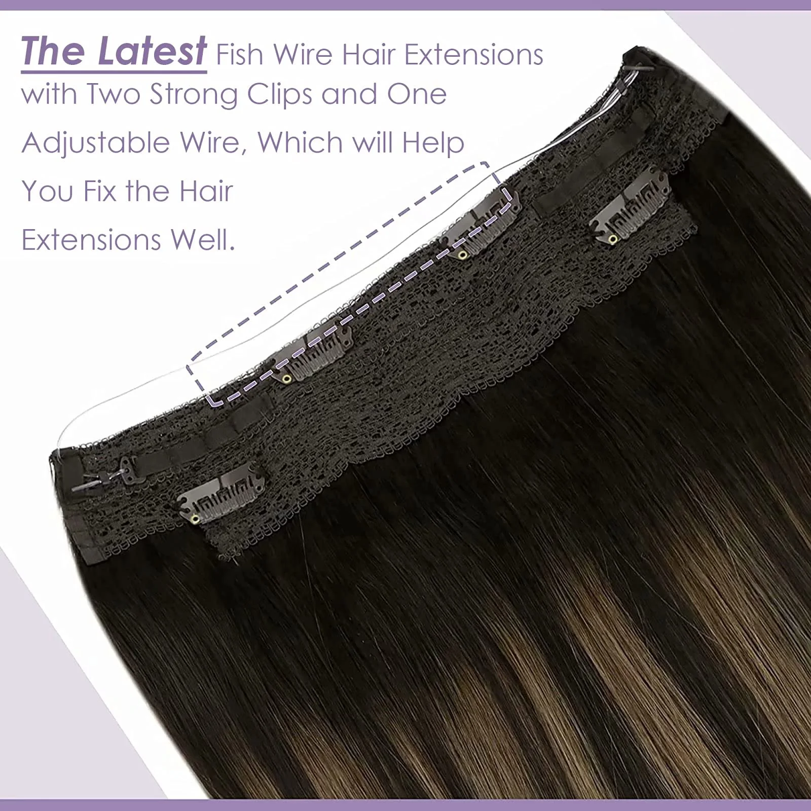 Halo Wire Hair Extensions Human Hair - Image 104