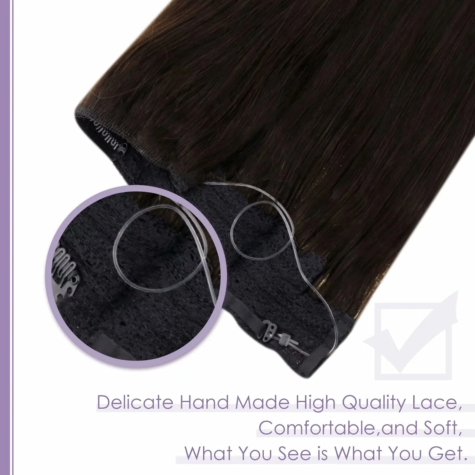 Halo Wire Hair Extensions Human Hair - Image 112
