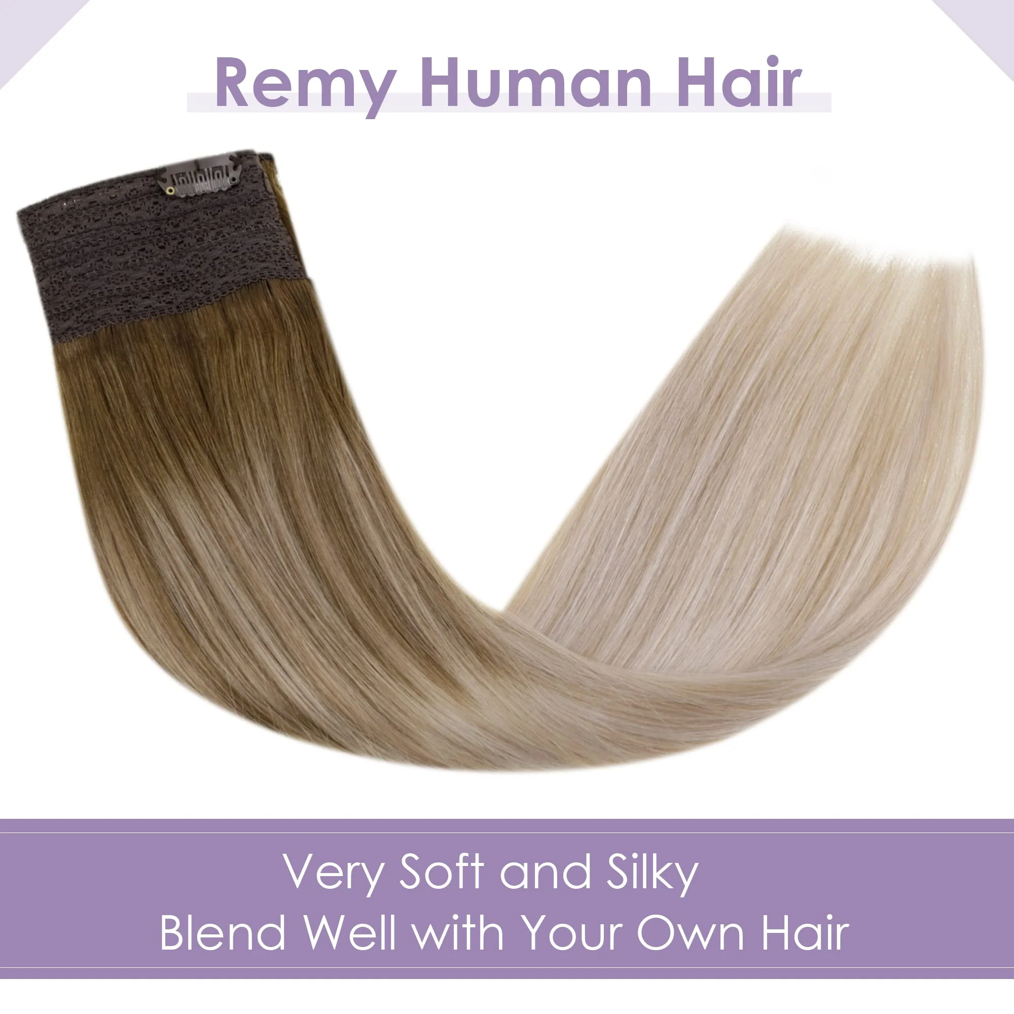 Halo Wire Hair Extensions Human Hair - Image 47