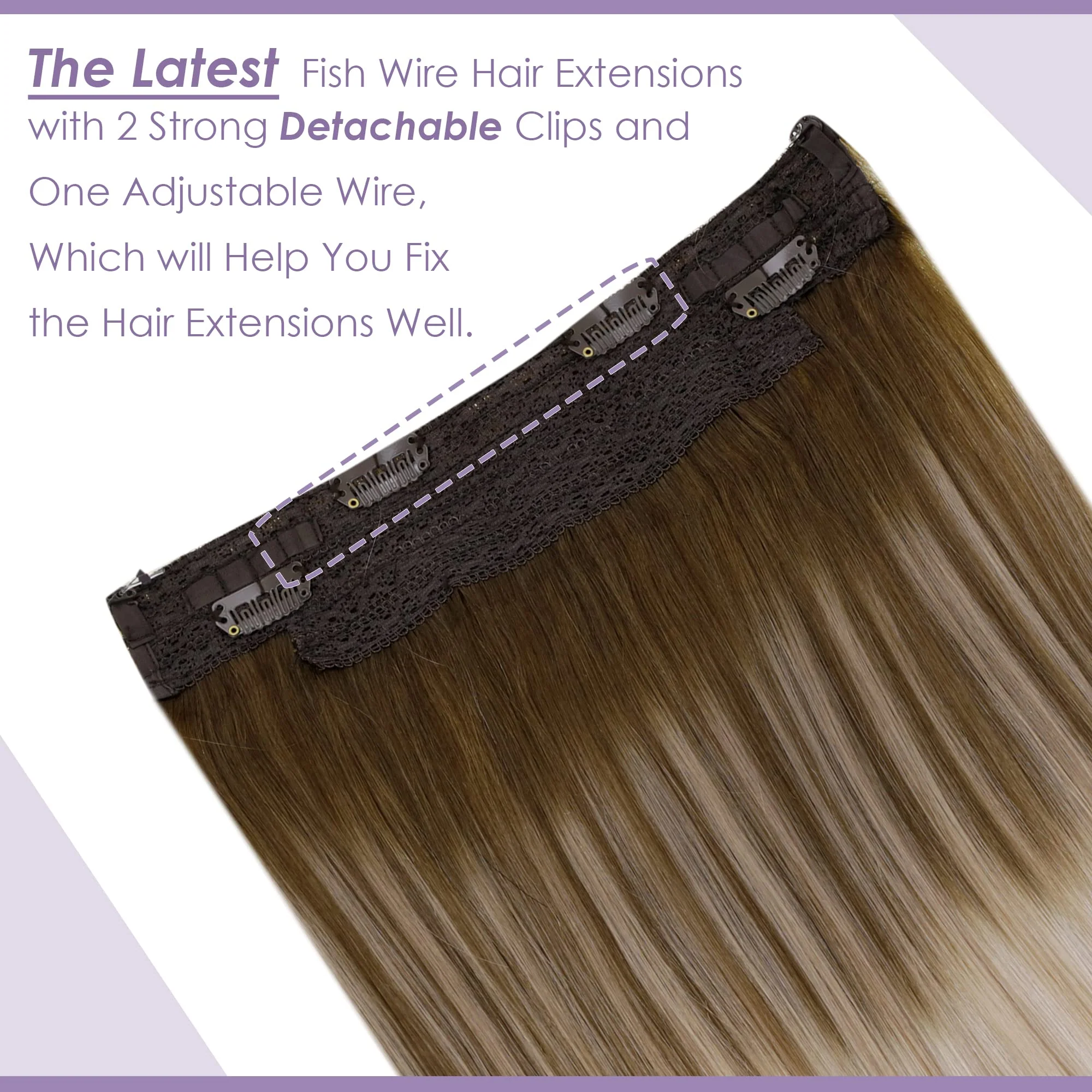 Halo Wire Hair Extensions Human Hair - Image 48