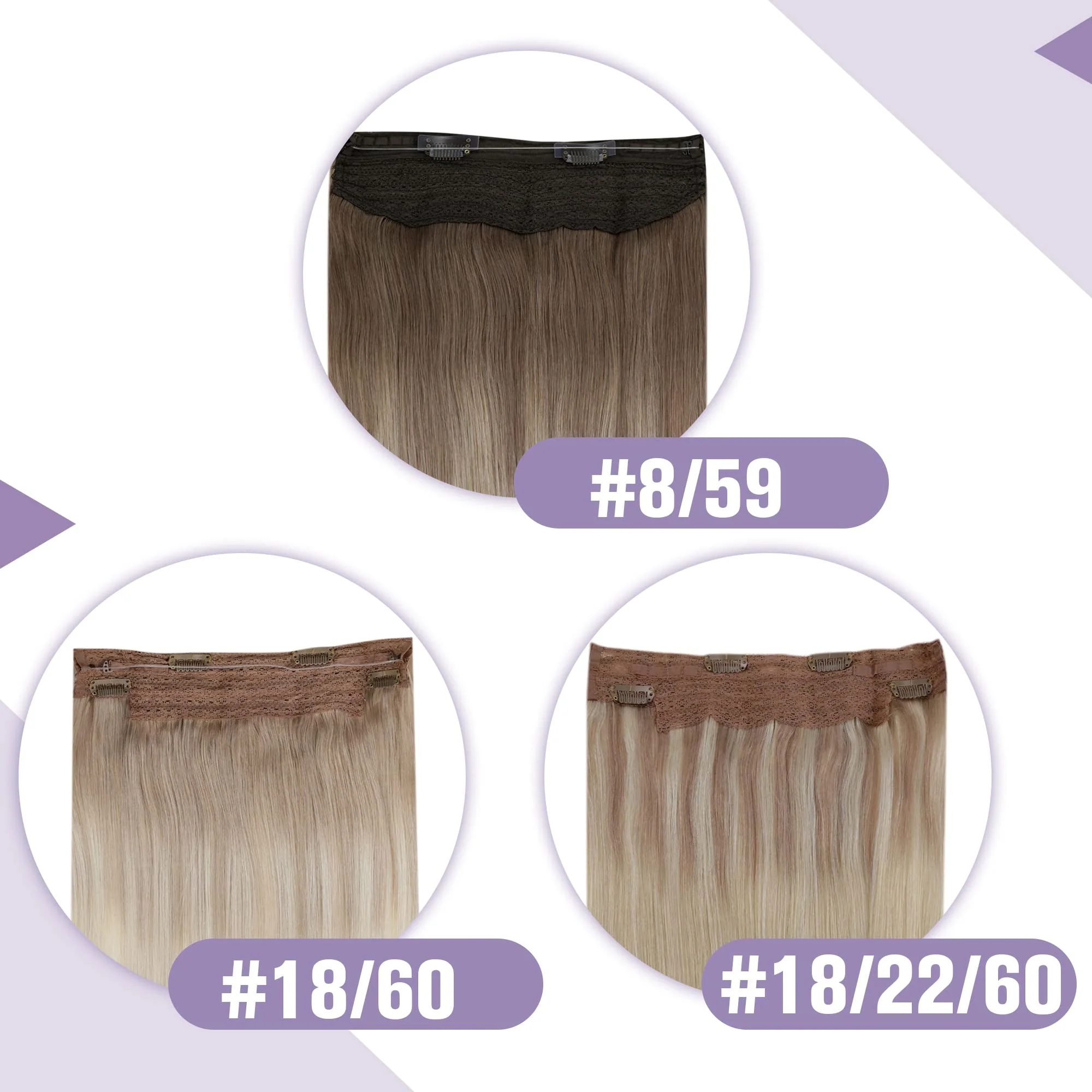 Halo Wire Hair Extensions Human Hair - Image 51