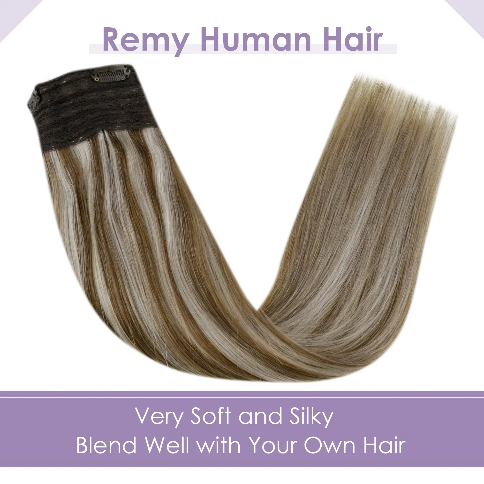 Halo Wire Hair Extensions Human Hair - Image 54