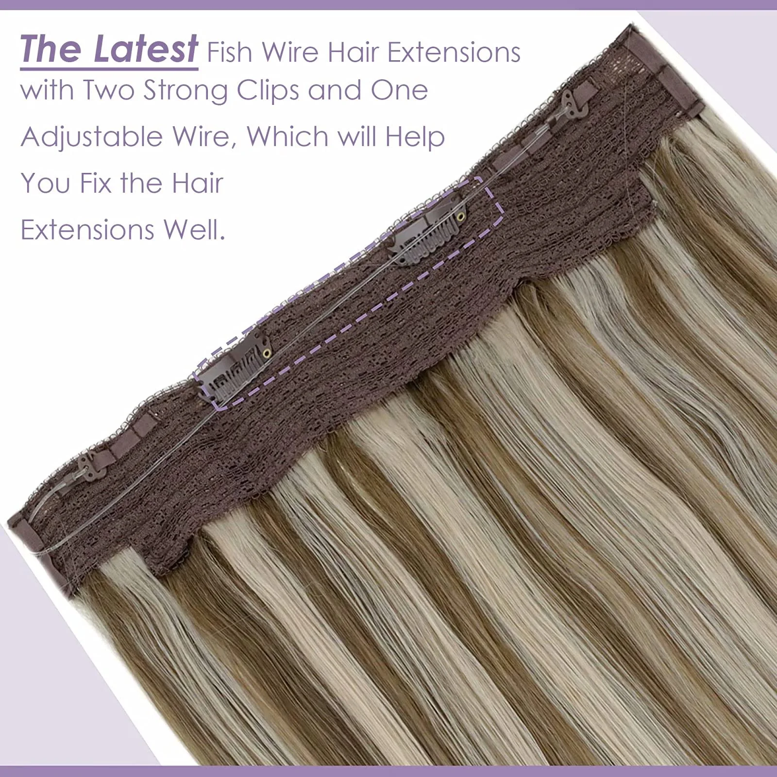 Halo Wire Hair Extensions Human Hair - Image 55