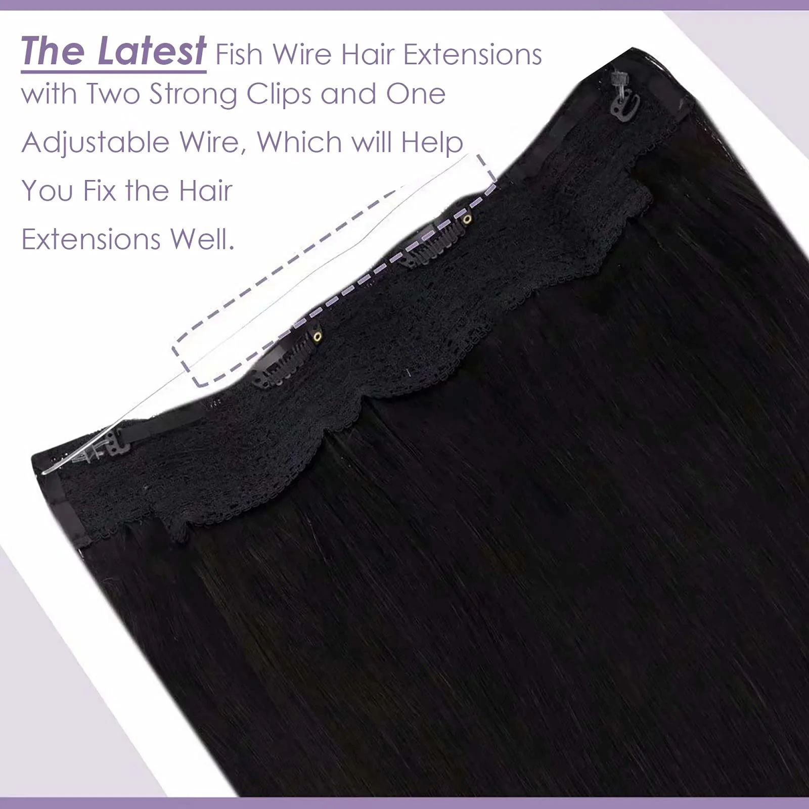 Halo Wire Hair Extensions Human Hair - Image 75