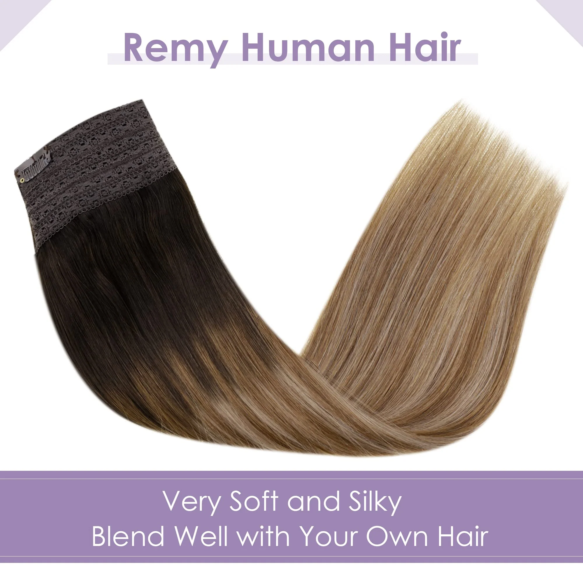 Halo Wire Hair Extensions Human Hair - Image 98
