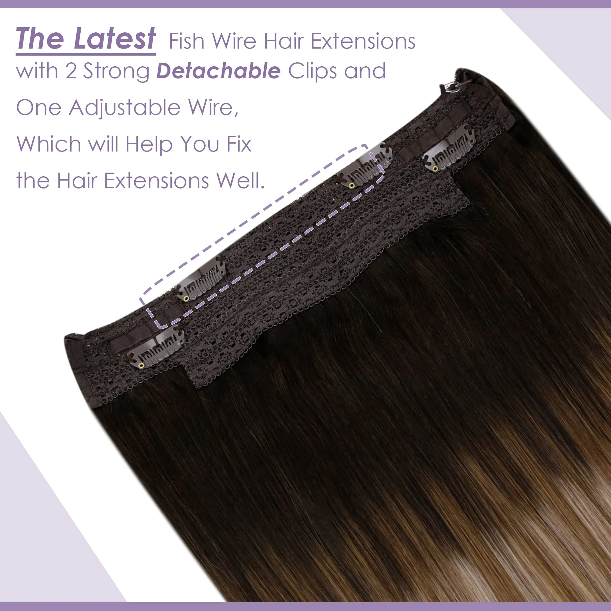 Halo Wire Hair Extensions Human Hair - Image 99