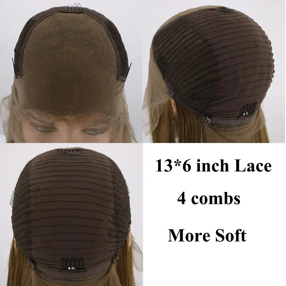 Hand Tied 13x6 Brown Futura Fiber Hair Wig - Image 2