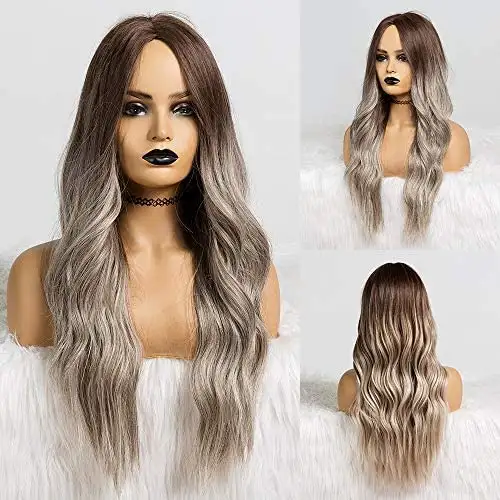 Harlow Long Wavy Brown Ombre Grey Heat Friendly Wig - Image 2