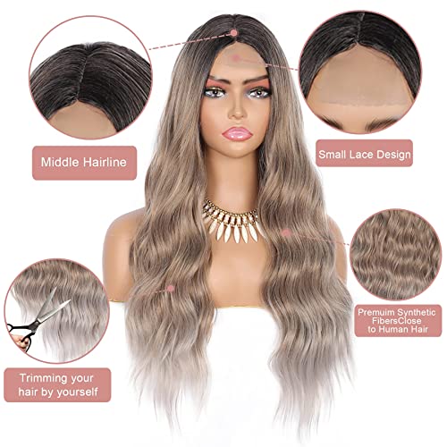 Heat Friendly Ash Blonde Lace front wig Dark Roots - Image 2