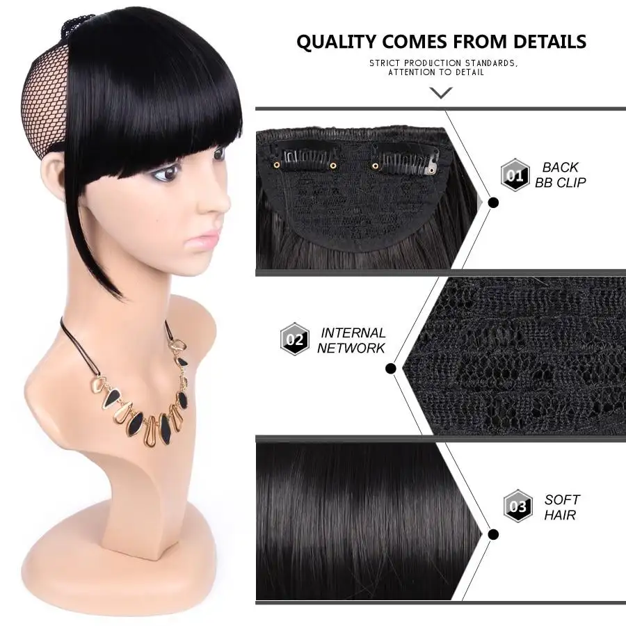 Heat Friendly Clip In Bangs Hairpiece - Image 6