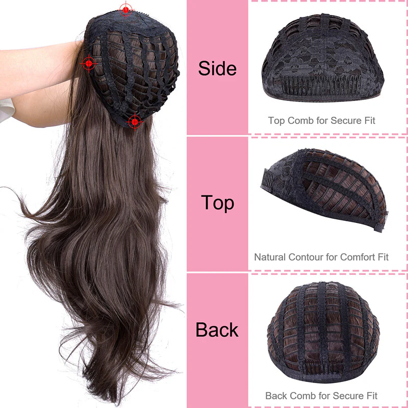 Heat Friendly Fibre Wavy 3/4 Ladies Half Wig - Image 4