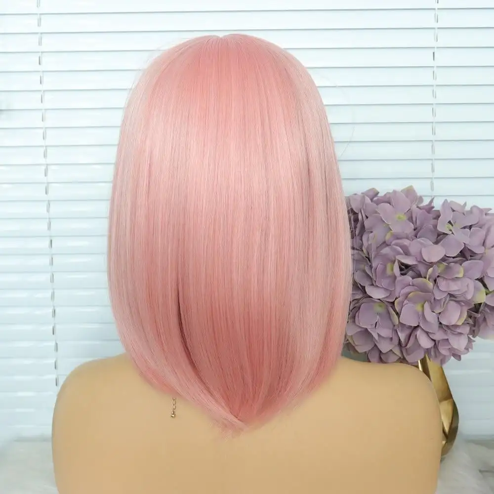 Heat Friendly Pastel Pink Bob Wig - Image 5