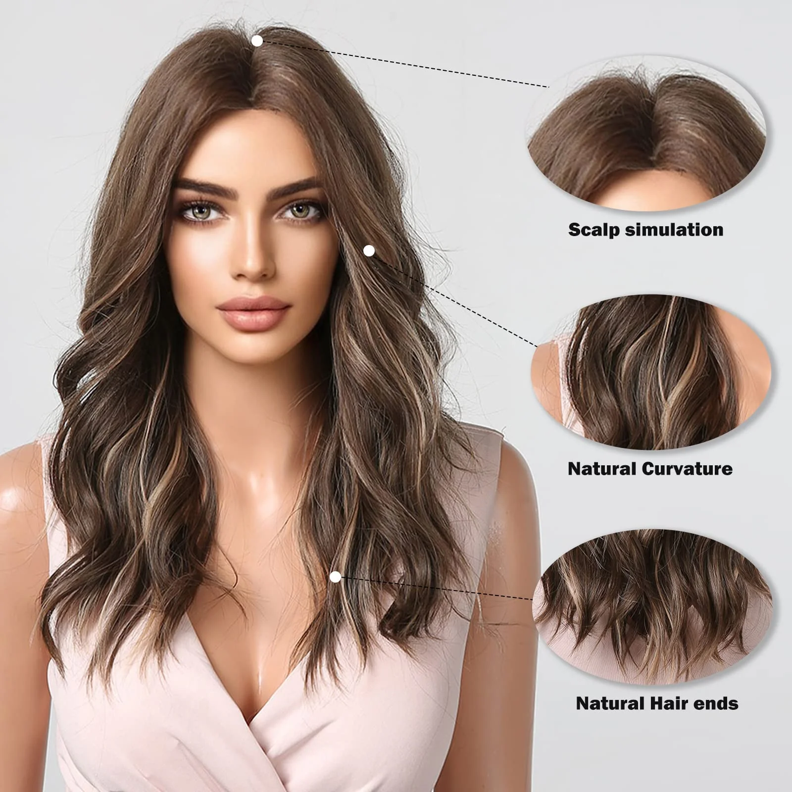 Heat Resistant Wavy Coffee Brown Wig - Image 4