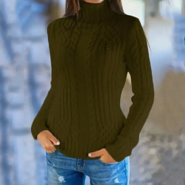 High Neck Twist Knit Sweater - Image 7