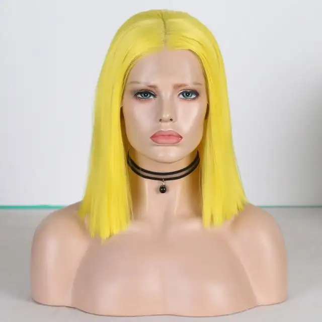 High-Temperature Synthetic Lace Front Wig Natural Straight Bob Wig - Image 11