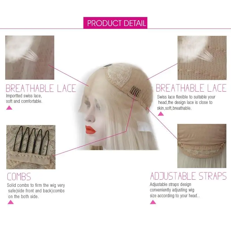 High-Temperature Synthetic Lace Front Wig Natural Straight Bob Wig - Image 5