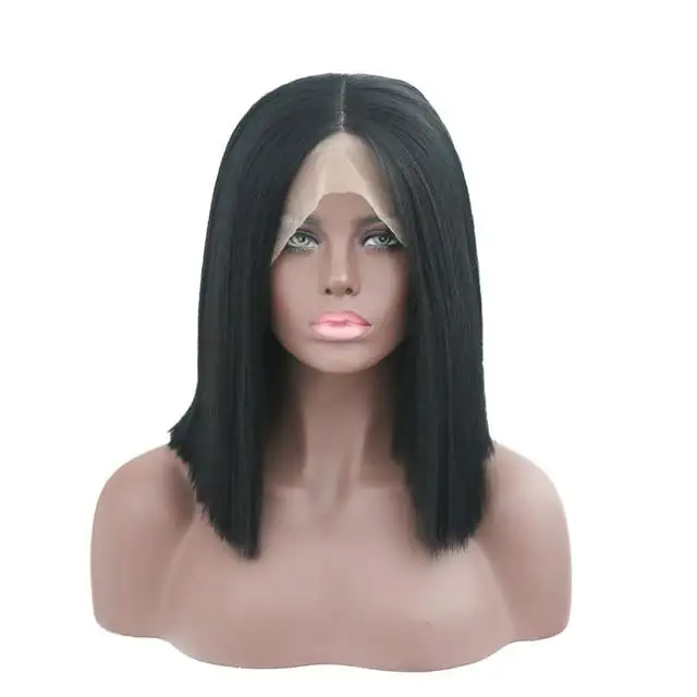 High-Temperature Synthetic Lace Front Wig Natural Straight Bob Wig - Image 9